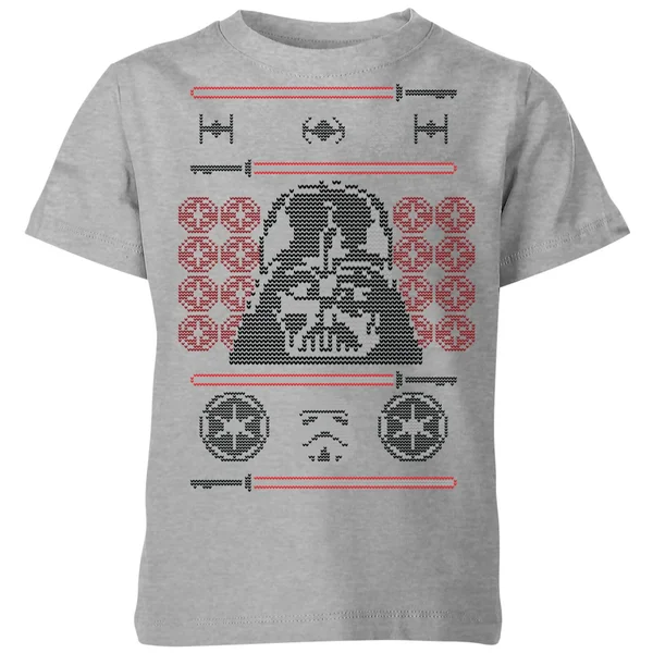 Star Wars Darth Vader Face Knit Kids' Christmas T-Shirt - Grey 1 Star Wars Darth Vader Face Knit Kids' Christmas T-Shirt - Grey