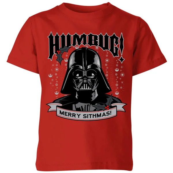 Star Wars Darth Vader Humbug Kids' Christmas T-Shirt - Red 1 Star Wars Darth Vader Humbug Kids' Christmas T-Shirt - Red
