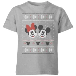 Disney Mickey And Minnie Kids' Christmas T-Shirt - Grey