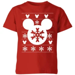 Disney Snowflake Silhouette Kids' Christmas T-Shirt - Red