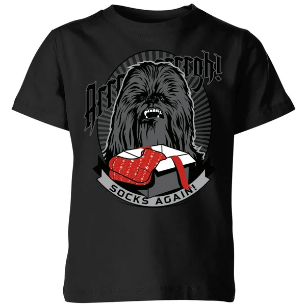 Star Wars Chewbacca Arrrrgh Socks Again Kids' Christmas T-Shirt - Black 1 Star Wars Chewbacca Arrrrgh Socks Again Kids' Christmas T-Shirt - Black