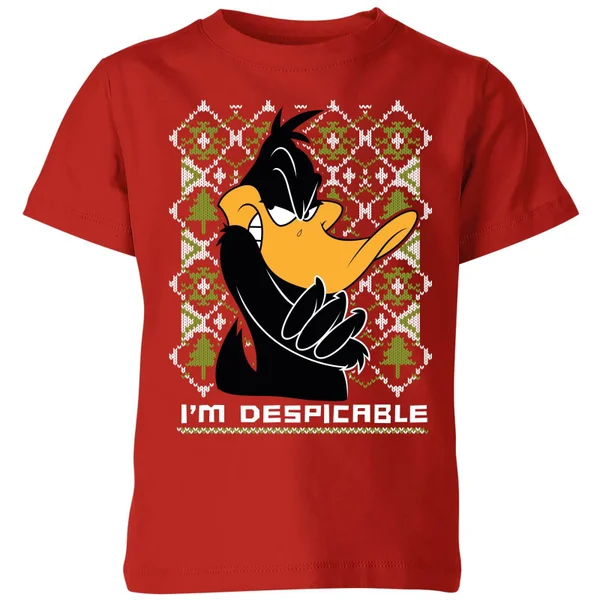 Looney Tunes Daffy Duck Knit Kids' Christmas T-Shirt - Red 1 Looney Tunes Daffy Duck Knit Kids' Christmas T-Shirt - Red