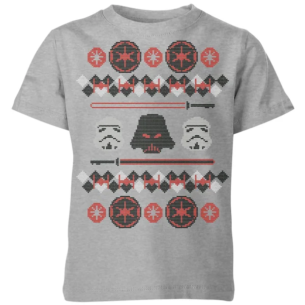 Star Wars Empire Knit Kids' Christmas T-Shirt - Grey 1 Star Wars Empire Knit Kids' Christmas T-Shirt - Grey