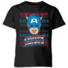 Marvel Captain America Face Kids' Christmas T-Shirt - Black