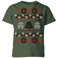 Star Wars Empire Knit Kids' Christmas T-Shirt - Forest Green