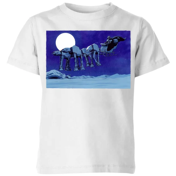 Star Wars AT-AT Darth Vader Sleigh Kids' Christmas T-Shirt - White 1 Star Wars AT-AT Darth Vader Sleigh Kids' Christmas T-Shirt - White