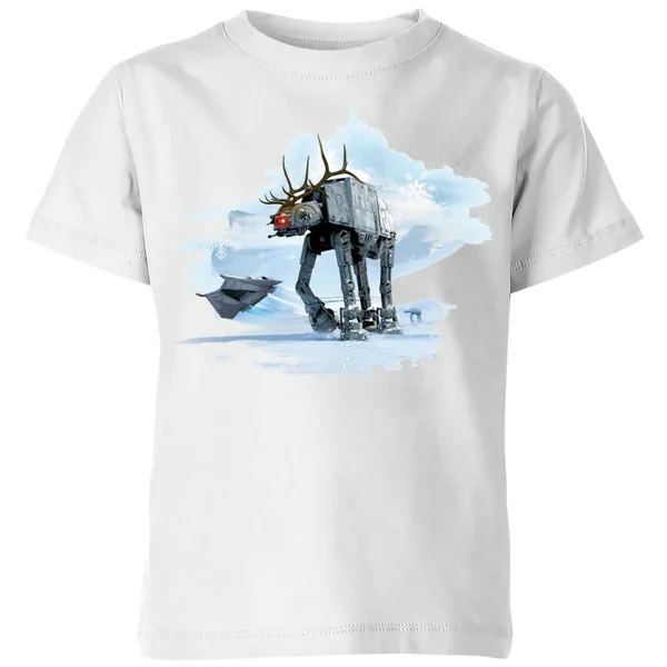 Star Wars AT-AT Reindeer Kids' Christmas T-Shirt - White 1 Star Wars AT-AT Reindeer Kids' Christmas T-Shirt - White
