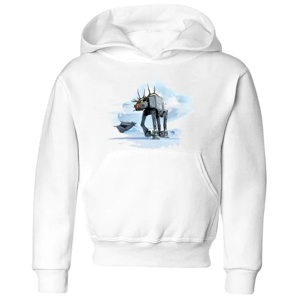 Star Wars AT-AT Reindeer Kids' Christmas Hoodie - White 1 Star Wars AT-AT Reindeer Kids' Christmas Hoodie - White