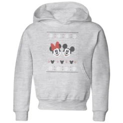 Disney Mickey And Minnie Kids' Christmas Hoodie - Grey