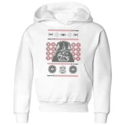 Star Wars Darth Vader Face Knit Kids' Christmas Hoodie - White