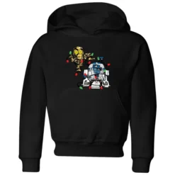 Star Wars Tangled Fairy Lights Droids Kids' Christmas Hoodie - Black