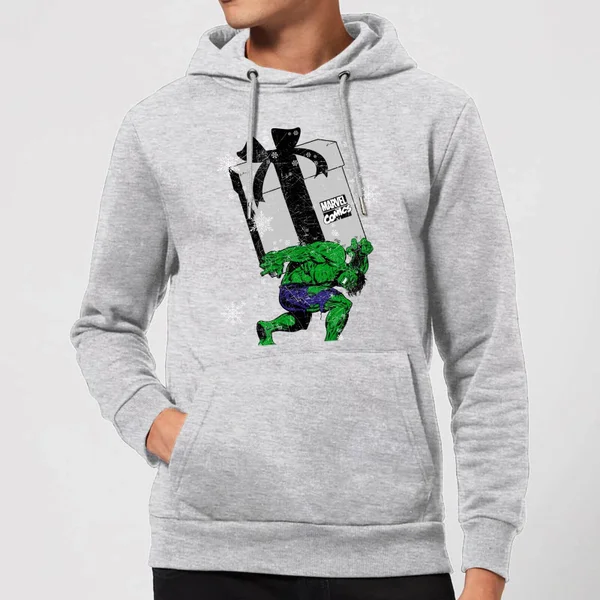Marvel The Incredible Hulk Christmas Present Christmas Hoodie - Grey 1 Marvel The Incredible Hulk Christmas Present Christmas Hoodie - Grey