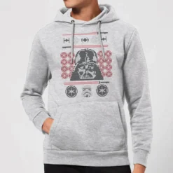 Star Wars Darth Vader Face Knit Christmas Hoodie - Grey