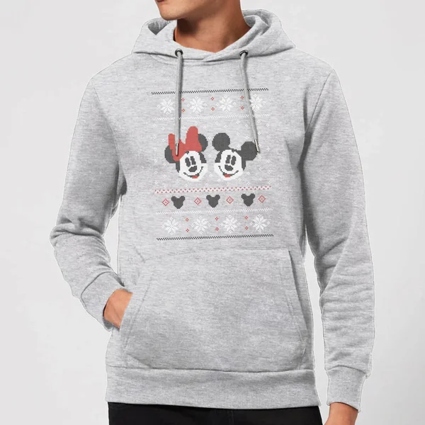 Disney Mickey And Minnie Christmas Hoodie - Grey 1 Disney Mickey And Minnie Christmas Hoodie - Grey