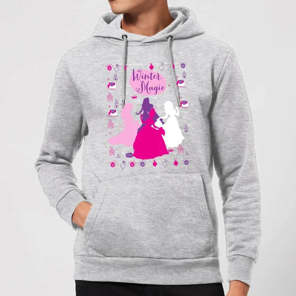 Disney Princess Silhouettes Christmas Hoodie - Grey 1 Disney Princess Silhouettes Christmas Hoodie - Grey