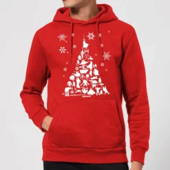 Star Wars Character Christmas Tree Christmas Hoodie - Red