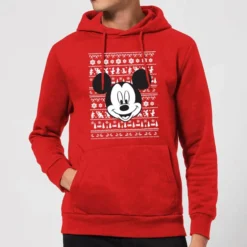 Disney Mickey Face Christmas Hoodie - Red