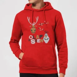 Disney Frozen Olaf And Sven Christmas Hoodie - Red