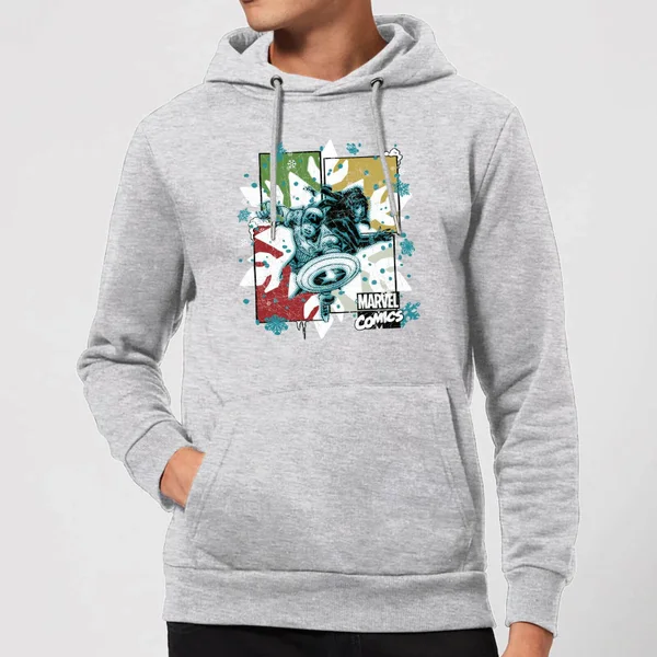 Marvel Black Widow Captain America Christmas Hoodie - Grey 1 Marvel Black Widow Captain America Christmas Hoodie - Grey