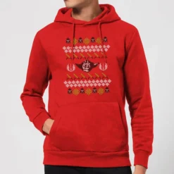 Star Wars Yoda Knit Christmas Hoodie - Red