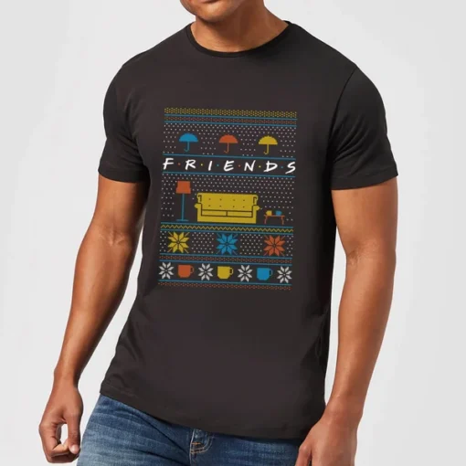 Friends Sofa Knit Men's Christmas T-Shirt - Black -STAR WARS Store 11969878 1424627076939271