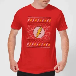 DC COMICS DC Flash Knit Men's Christmas T-Shirt - Red