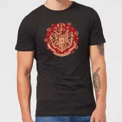 Harry Potter Hogwarts Christmas Crest Men's T-Shirt - Black