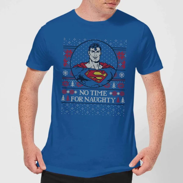 DC COMICS Superman May Your Holidays Be Super Men's Christmas T-Shirt - Royal Blue 1 DC COMICS Superman May Your Holidays Be Super Men's Christmas T-Shirt - Royal Blue