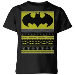 DC Comics Batman Kids' Christmas T-Shirt In Black