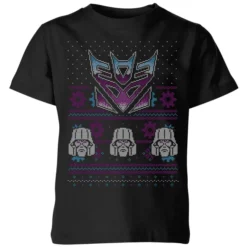 Transformers Decepticons Classic Ugly Knit Kids' Christmas T-Shirt - Black