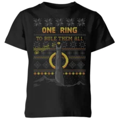 The Lord Of The Rings One Ring Kids' Christmas T-Shirt In Black